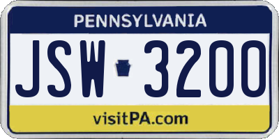 PA license plate JSW3200
