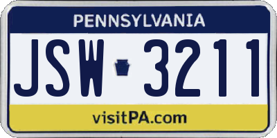 PA license plate JSW3211