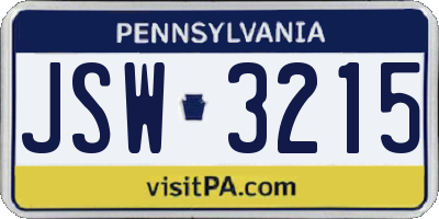 PA license plate JSW3215