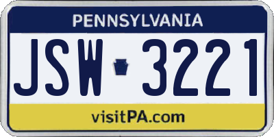PA license plate JSW3221