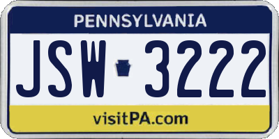 PA license plate JSW3222