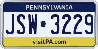 PA license plate JSW3229