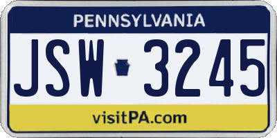 PA license plate JSW3245