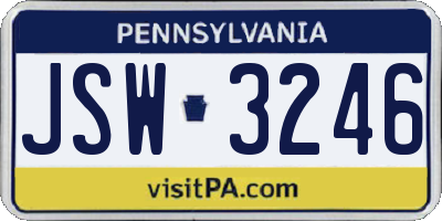 PA license plate JSW3246