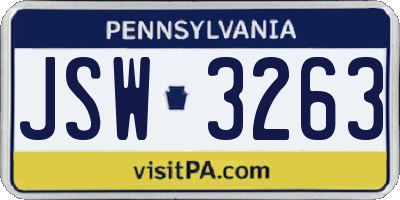 PA license plate JSW3263