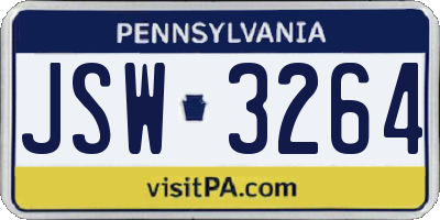 PA license plate JSW3264