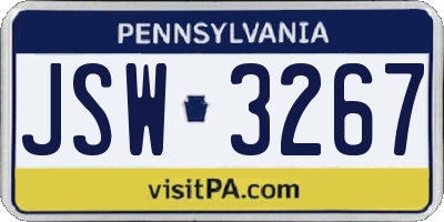 PA license plate JSW3267