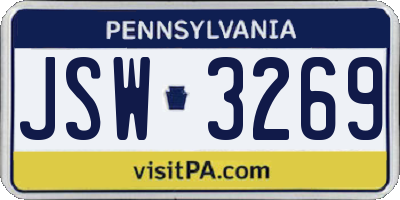 PA license plate JSW3269