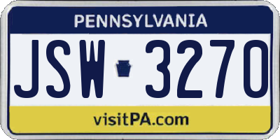 PA license plate JSW3270
