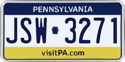 PA license plate JSW3271