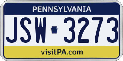 PA license plate JSW3273