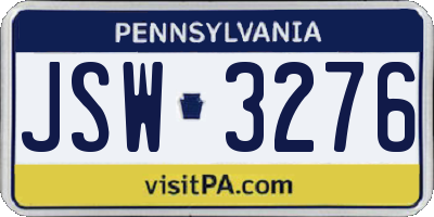 PA license plate JSW3276
