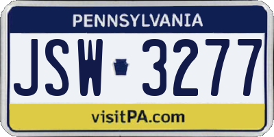 PA license plate JSW3277
