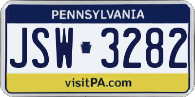 PA license plate JSW3282