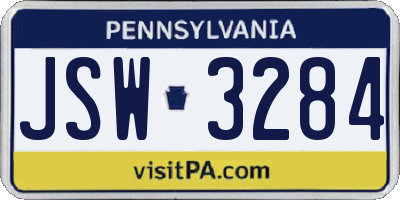 PA license plate JSW3284
