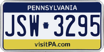 PA license plate JSW3295