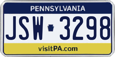 PA license plate JSW3298