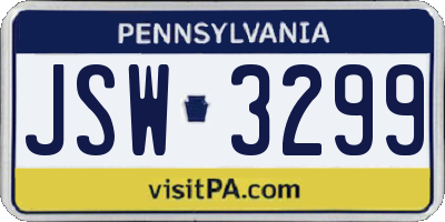 PA license plate JSW3299