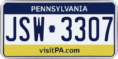 PA license plate JSW3307