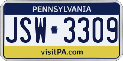 PA license plate JSW3309