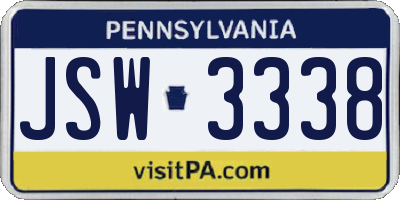 PA license plate JSW3338