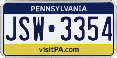 PA license plate JSW3354