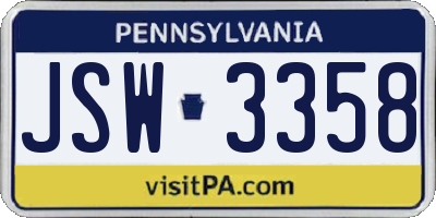 PA license plate JSW3358