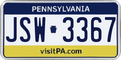 PA license plate JSW3367