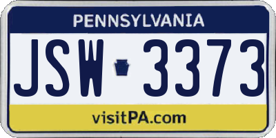 PA license plate JSW3373