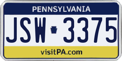 PA license plate JSW3375