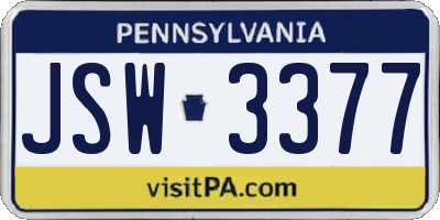 PA license plate JSW3377