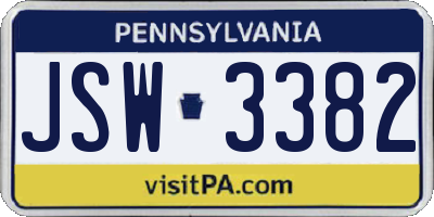 PA license plate JSW3382