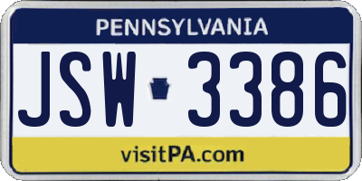 PA license plate JSW3386