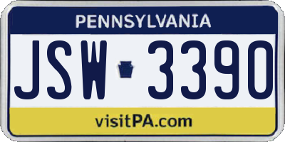 PA license plate JSW3390