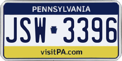 PA license plate JSW3396