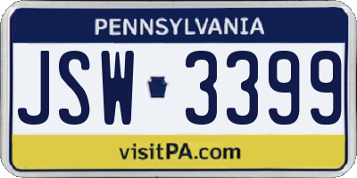 PA license plate JSW3399