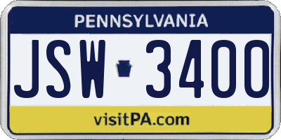 PA license plate JSW3400