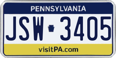 PA license plate JSW3405