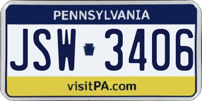 PA license plate JSW3406
