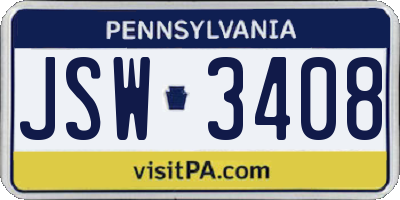 PA license plate JSW3408