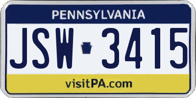 PA license plate JSW3415