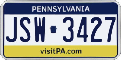 PA license plate JSW3427
