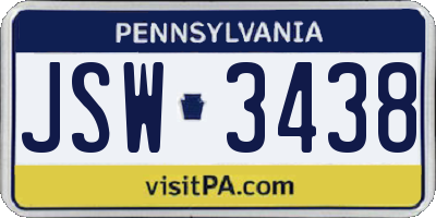 PA license plate JSW3438