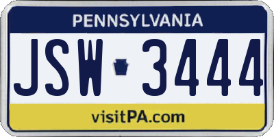 PA license plate JSW3444