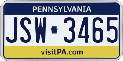 PA license plate JSW3465