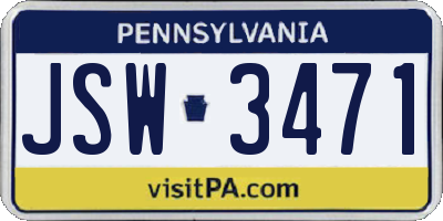 PA license plate JSW3471