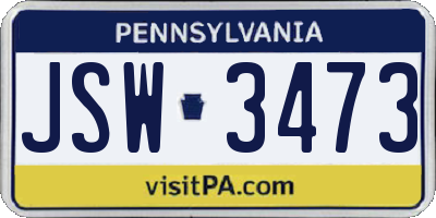 PA license plate JSW3473