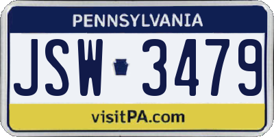 PA license plate JSW3479