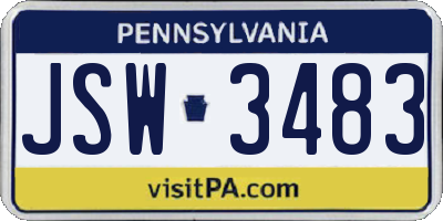 PA license plate JSW3483