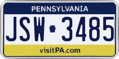 PA license plate JSW3485